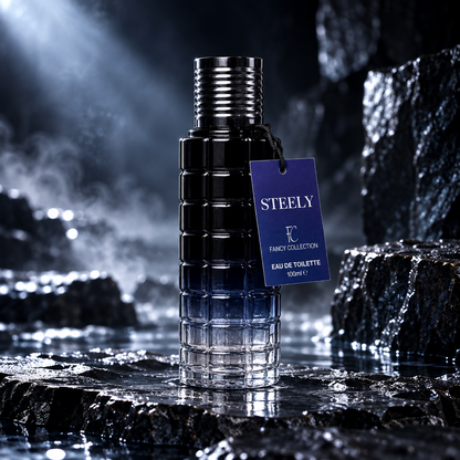 Steely bottle in an elegant setting