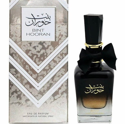 Bint Hooran genuine perfume bottle and retail box on white background