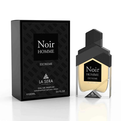 Noir Homme Extreme La Sera bottle and box on white background